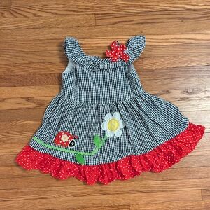 Navy and Red Gingham Kids Dress